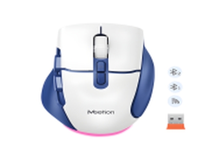 MOUSE MEETION WIRELESS BTM001 ERGONOMICO BLUE RECARGABLE