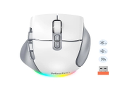 MOUSE MEETION WIRELESS BTM001 ERGONOMICO GRAY/WHITE RECARGABLE