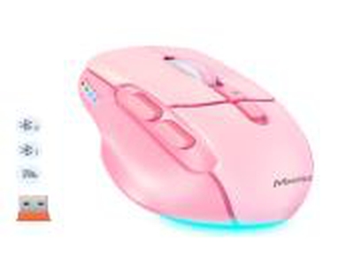 MOUSE MEETION WIRELESS BTM001 ERGONOMICO PINK RECARGABLE