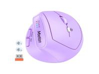 MOUSE MEETION WIRELESS BTM008 ERGONOMICO PURPLE RECARGABLE