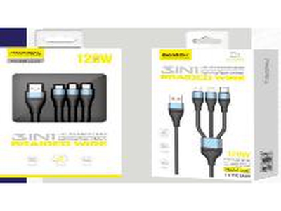 CABLE PAVAREAL Q35 3 EN 1 USB A IPHONE/TIPO C/MICRO USB 1.2MT 120W