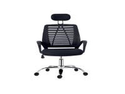 SILLA DE OFICINA CON APOYA CABEZA NEGRA