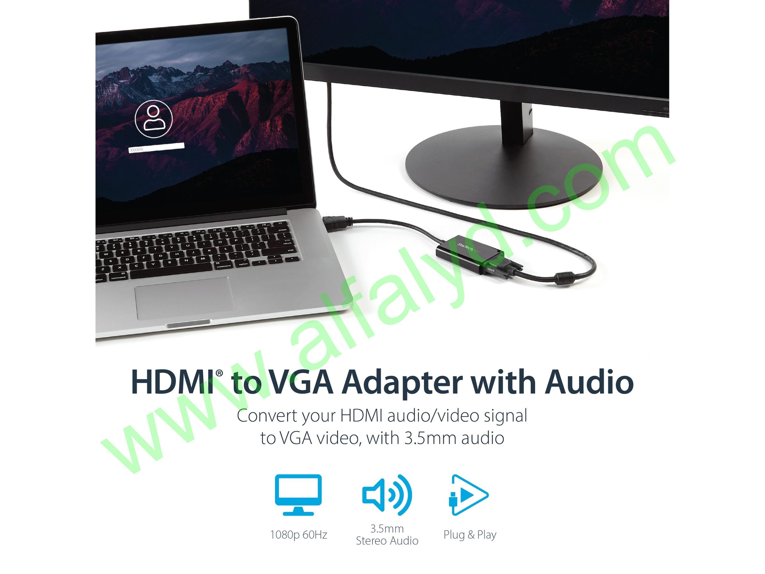 StarTech.com Cable Adaptador Externo Conversor Vídeo Audio HDMI a VGA - 1x HD15 Hembra - 1x HDMI Macho - Imagen 2