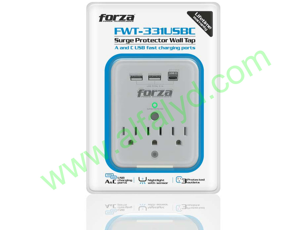 Forza FWT-331USBC - Protector contra sobretensiones (montaje en pared) - CA 125 V - Imagen 5