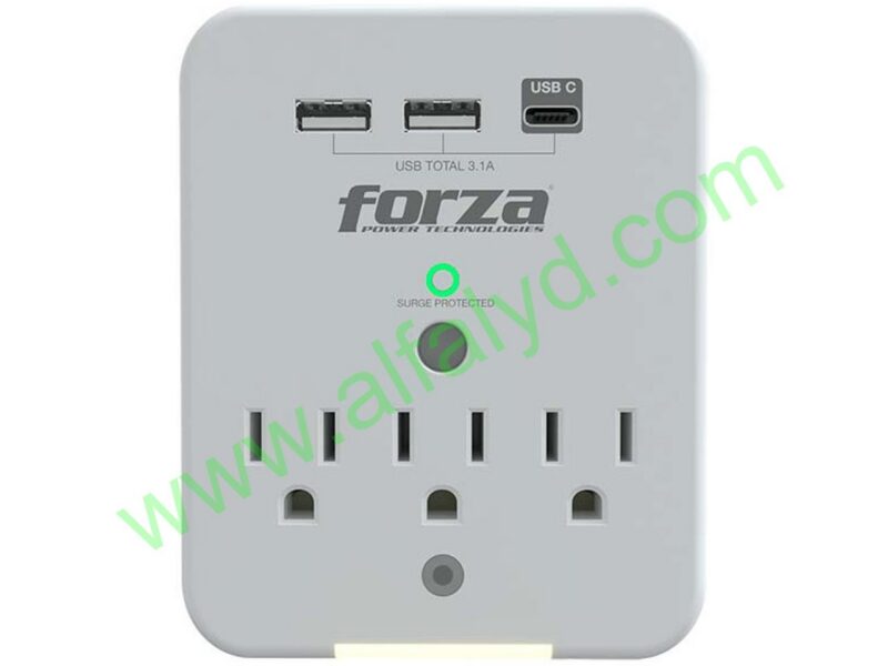 Forza FWT-331USBC - Protector contra sobretensiones (montaje en pared) - CA 125 V
