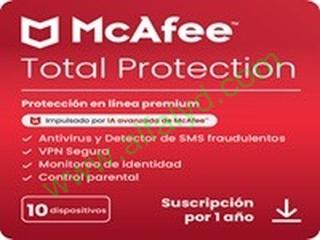 Mcafee licencia Total Protection 10 Dispositivos- 1 year