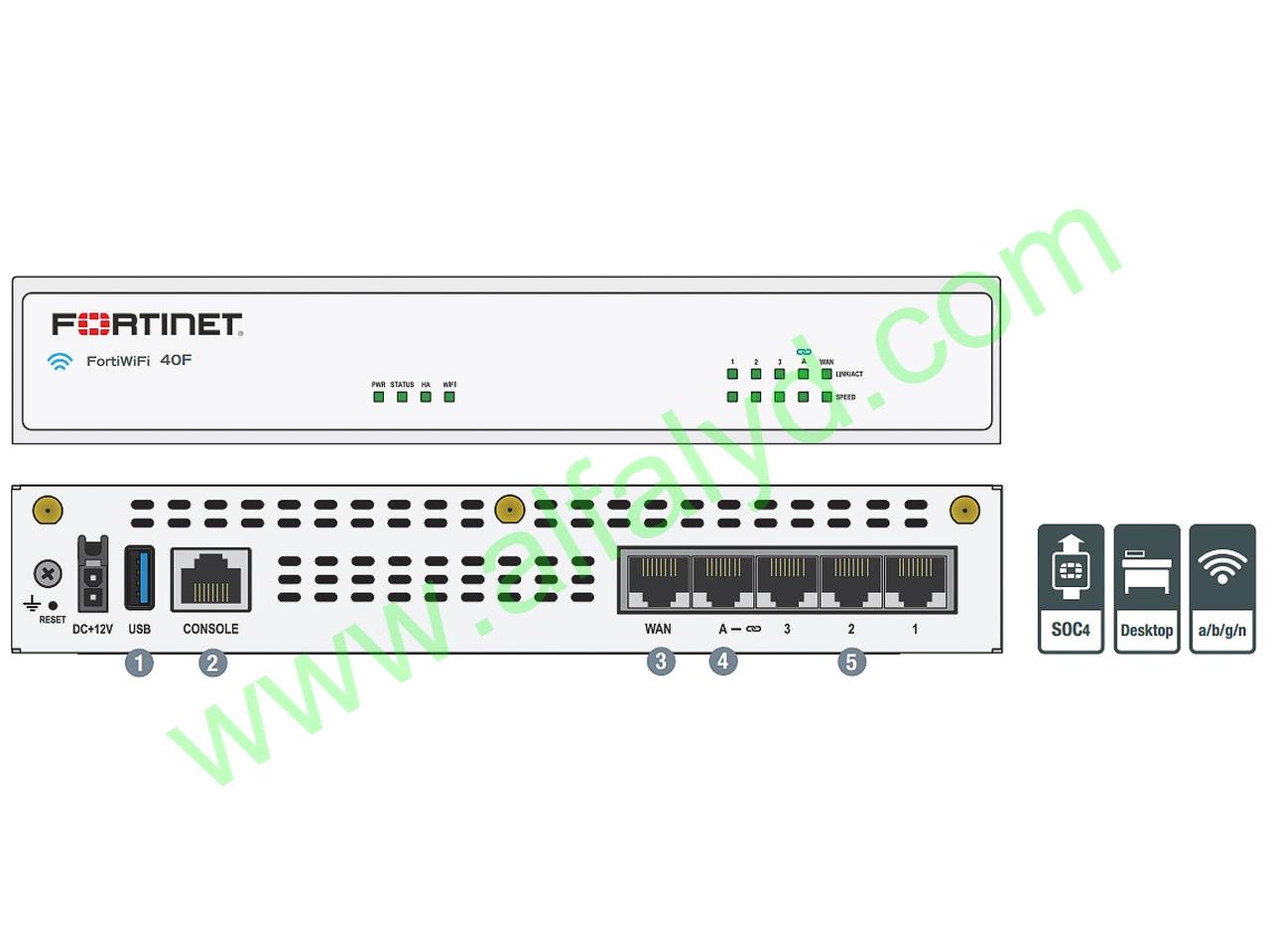 Fortinet FortiGate 40F - Aparato de seguridad - con 1 año de protección 24/7 FortiCare y Forticare Unified (UTM) - Imagen 2