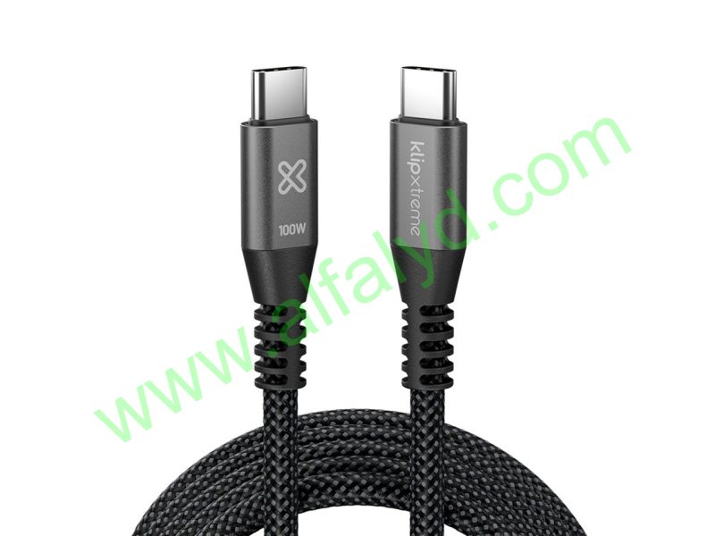 Klip Xtreme - USB cable - 24 pin USB-C - 1.8 m - Black - 100W Braided Fast charging
