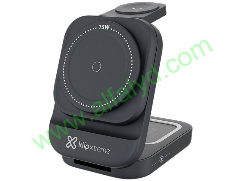 Klip Xtreme KDC-150 - Charging stand / battery charger - 15 Watt - 24 pin USB-C - Cellular phone / Wireless earbuds / Apple AirPods / Apple Watch - Wireless - Para Smartphones
