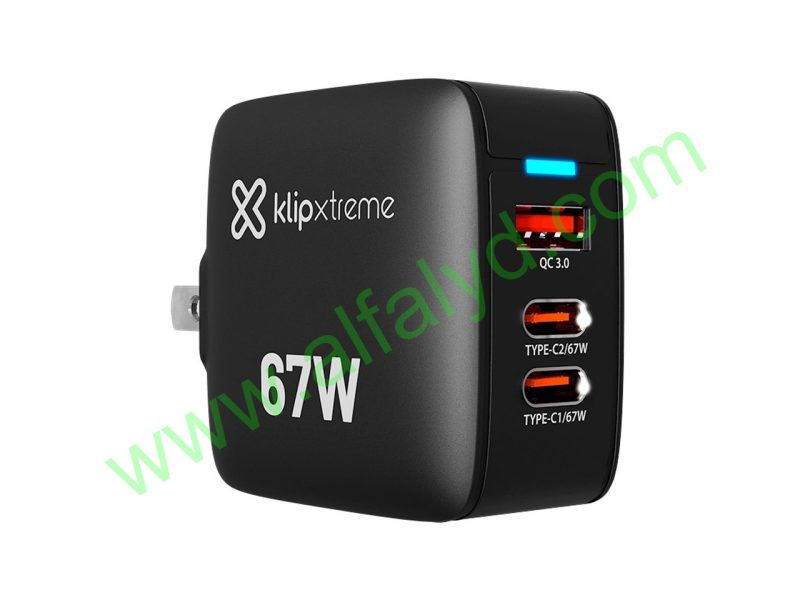 KX Wall Charger 67W KMC-500 2xUSB-C PD3.0 + USB-A QC3.0 GAN