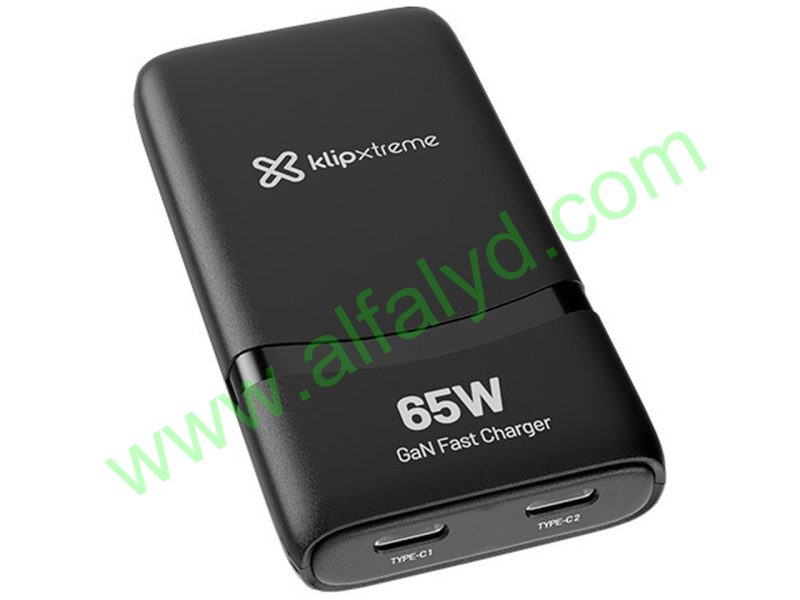 Klip Xtreme - Power converter / charger - 65 Watt - 2 x 24 pin USB-C - Laptop / Macbooks / Notebook / Cellular phone / Tablet - Wall - Para Smartphones, tablets, small devices - Slim