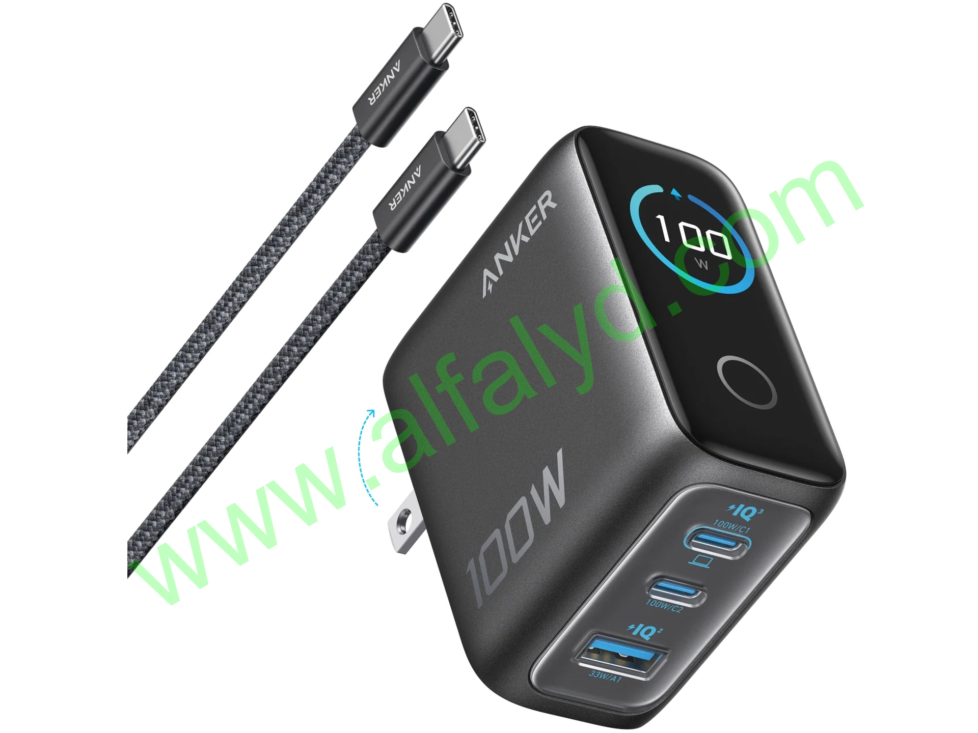 Anker - charger. - (100W 3 Ports Smart Display)